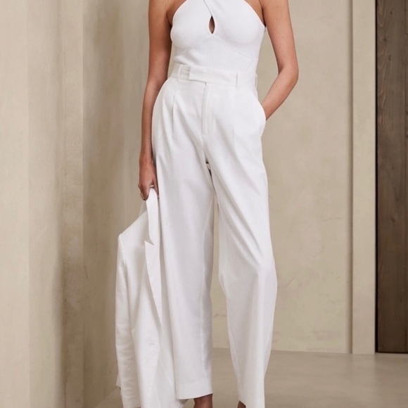 Banana Republic Pants - Banana Republic High Rise Linen Blend Wide Leg Trousers White Ecru